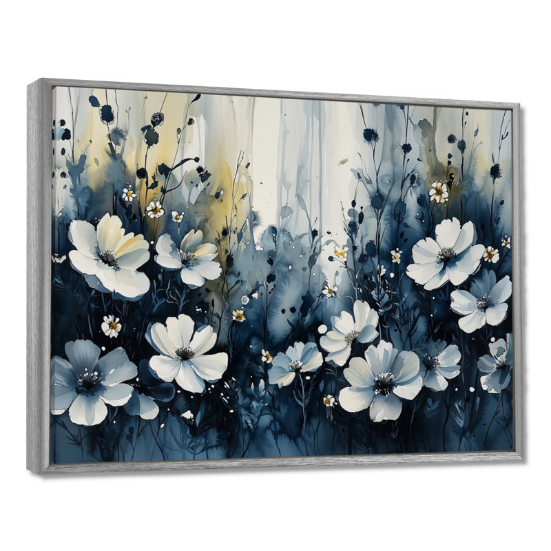 «Jaynes Midnight Violet Flowers In Fields II - Violets», art mural, H 34 po x l 44 po, Argent argent