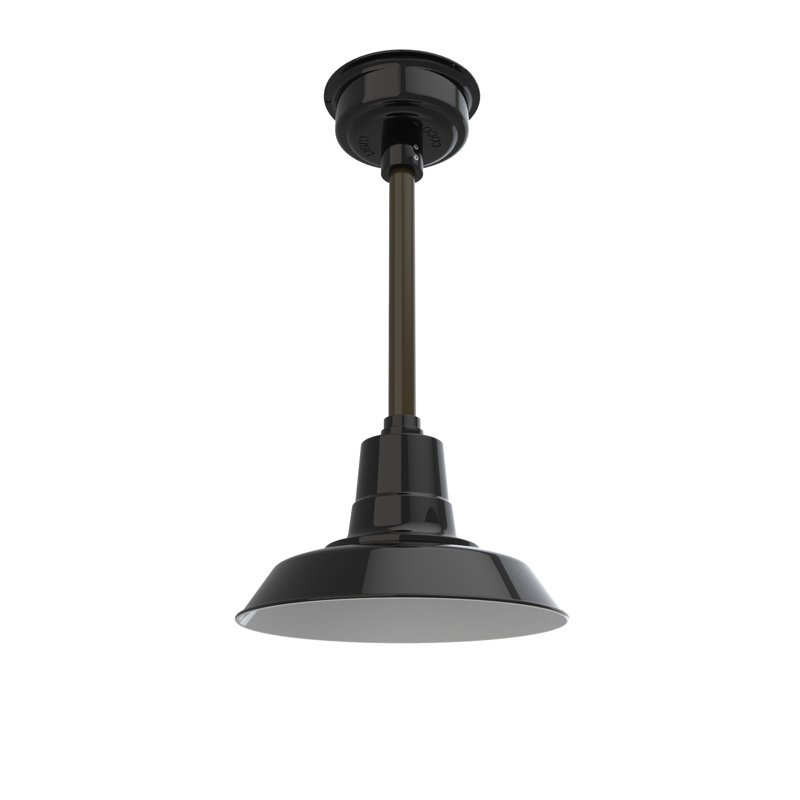 Luminaire suspendu en forme de dôme à 1 lumière DEL Haleigh, H 48 po x l 12 po x P 12 po, Noir / acajou bronzé