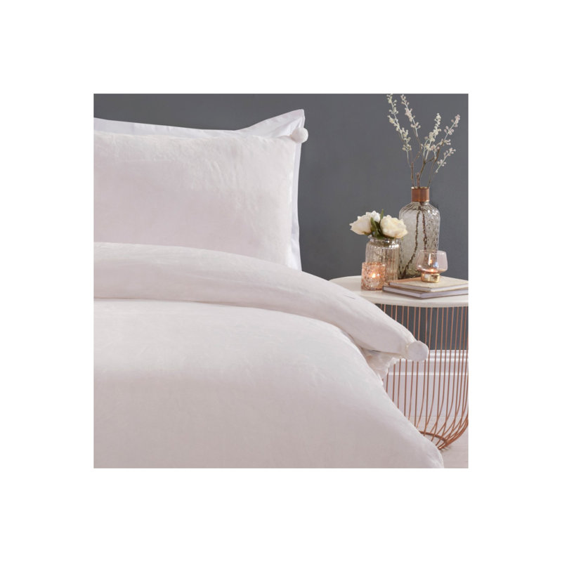 Susie Polyester Solid Colour Duvet Cover Set with Pillowcases, Double - 2 Standard Pillowcases, Cream