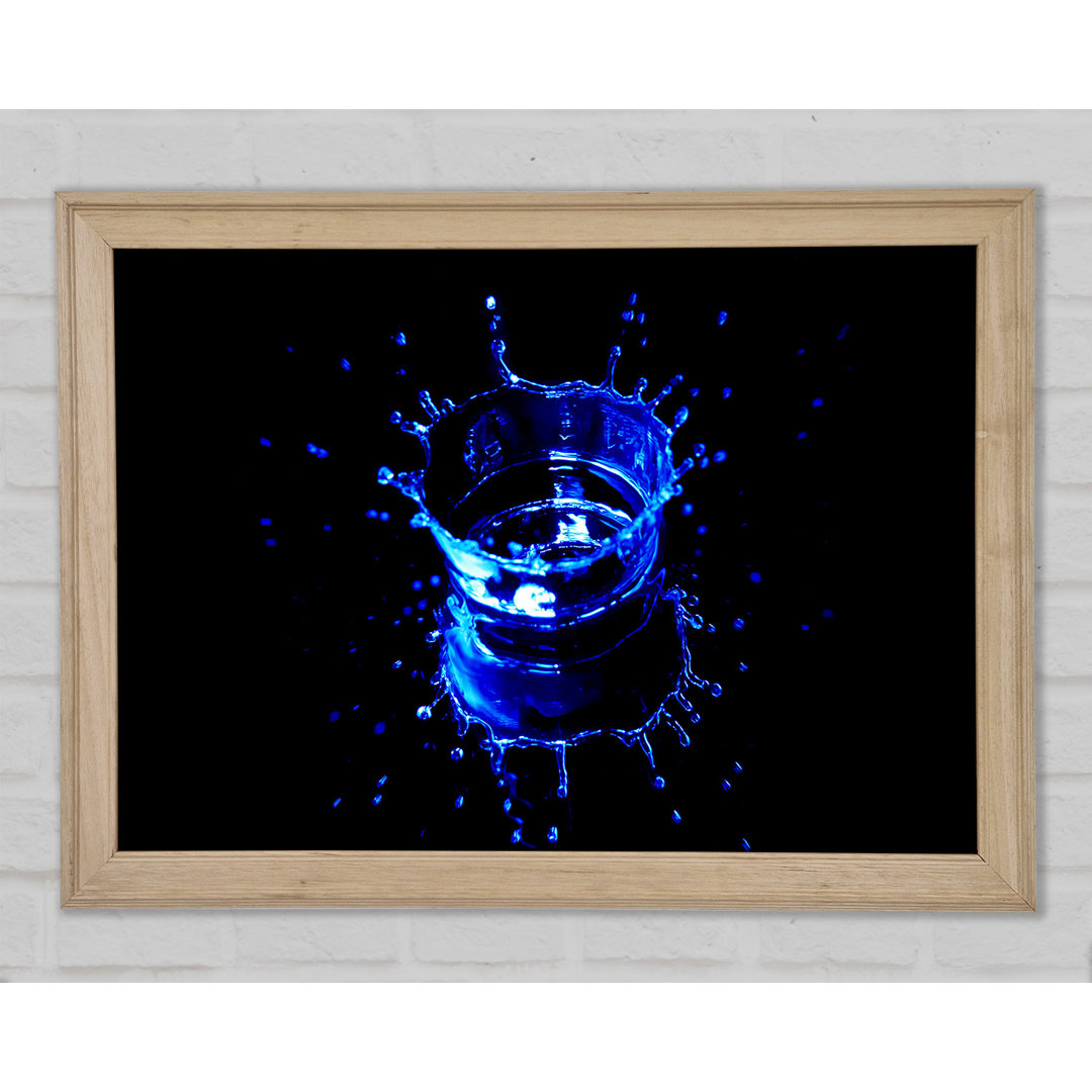 Electric Blue Water Drop Gerahmter Druck