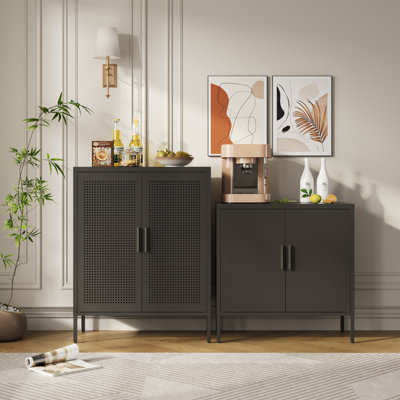 NO LOCK, Metal Storage Cabinet With 2 Doors And 2 Adjustable Shelves, Steel Storage Cabinet, Metal File Cabinet For Home Office School Gym