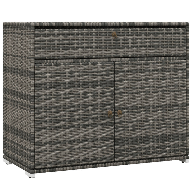 Outsunny 39.4'' W 196 Gallons Water Resistant Wicker Towel Valet, Gray