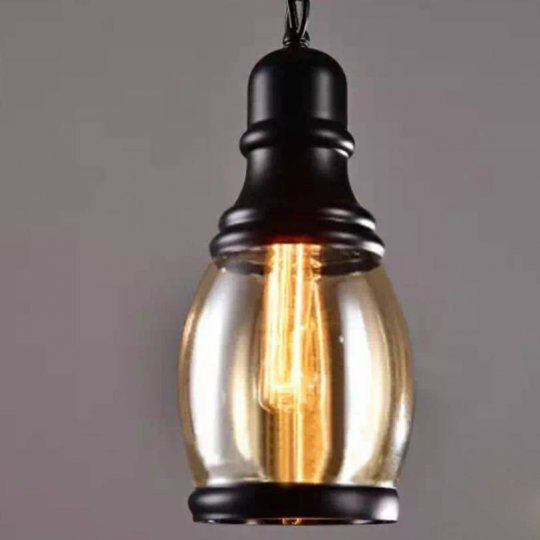 Mushtaq 1 - Light Black/Clear Single Pendant