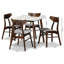 Ensemble de salle à manger 5 pièces Hailsham en tissu gris clair et finition noyer, H 30,7 po x l 18,3 po x P 20,9 po-1544954316