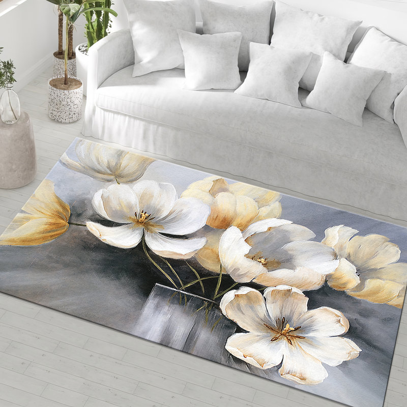 Stylish With Pile Soft Printed Rug Featuring an Intricate Geometric Pattern for an Elegant Touch to Your Living Room or Bedroom Decor