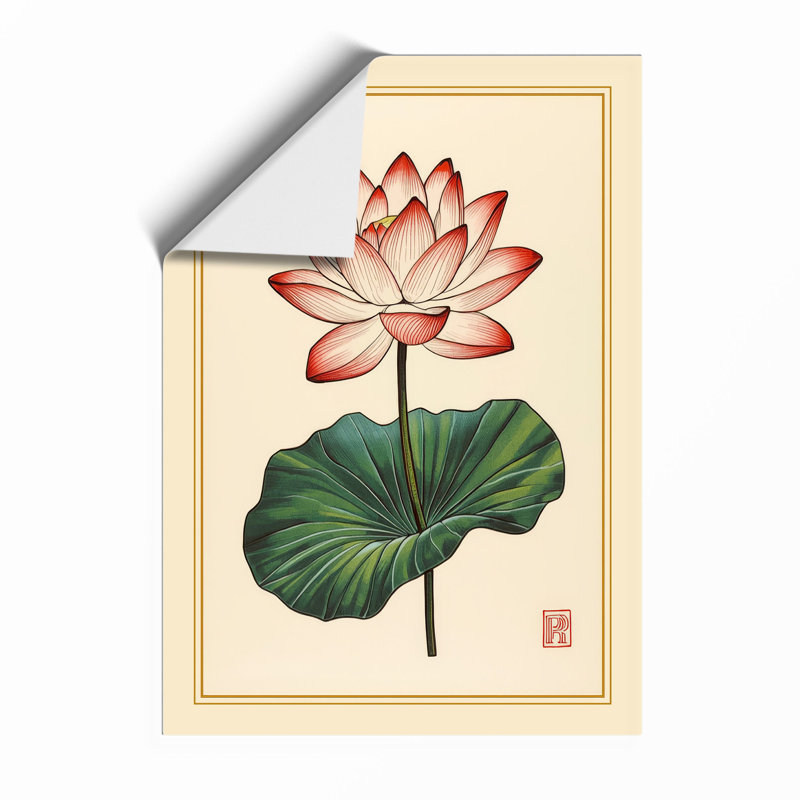 Lotus in Bloom Botanical - Framed Print, Unframed, A3 - 42.0 x 29.7 cm