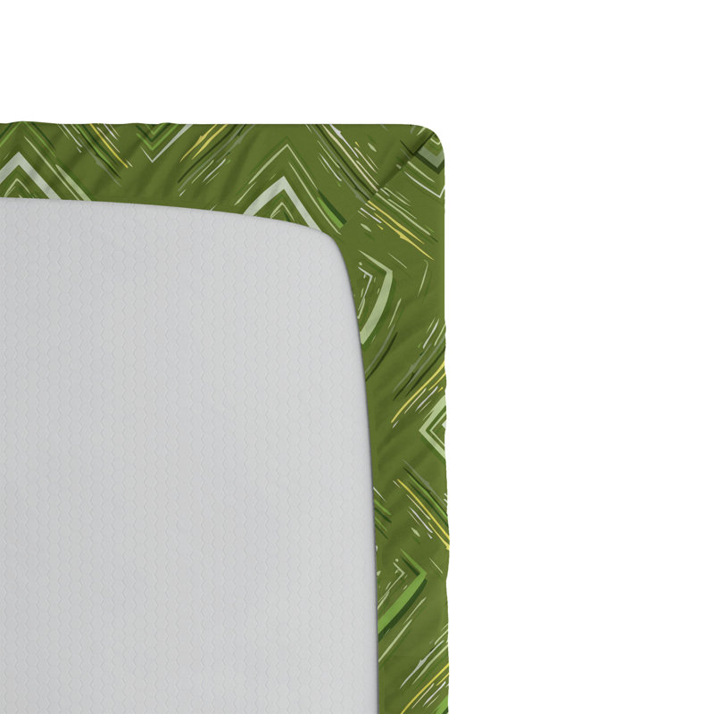 Drap-housse Ambesonne, paquet de 2, Formes géométriques vert olive / noix de coco, Drap-housse grand