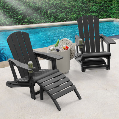 Repose-pieds en PEHD Adirondack avec finition grain de bois - Décoration de terrasse extérieure imperméable