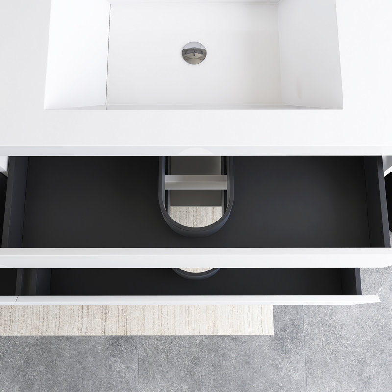 Meuble-lavabo flottant avec lavabo, Blanc