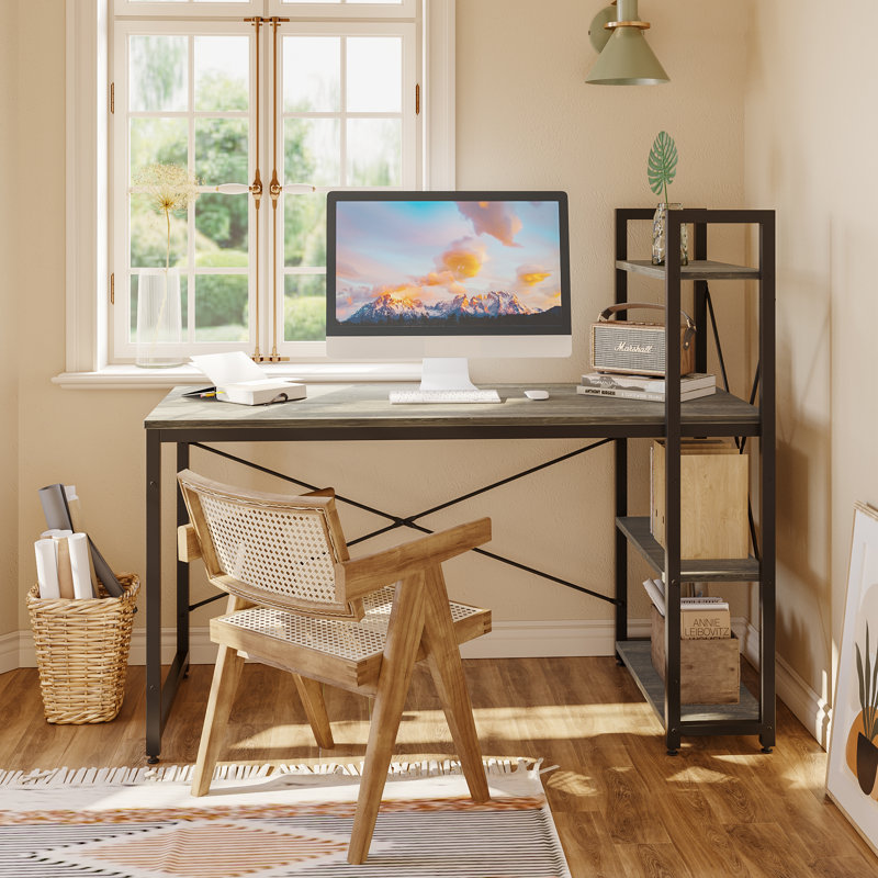 Metal Base Computer Desk, Grey, 121cm H x 120cm W x 64cm D