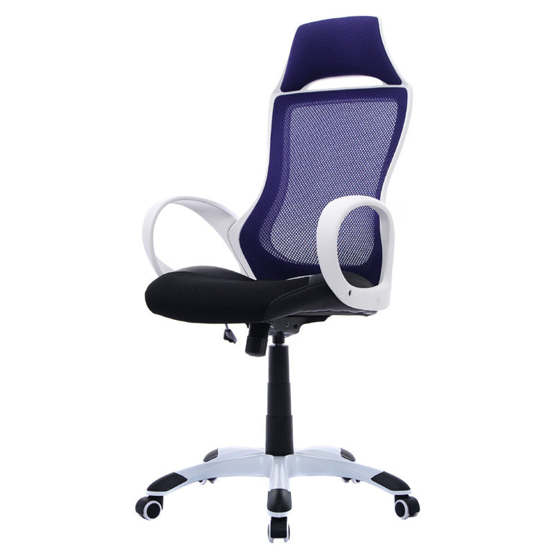 Symple Stuff Cotton and Mesh Gaming Chair, Purple/White