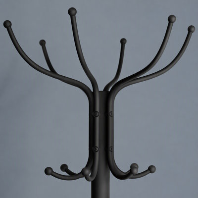 Coat Rack with 12 Hooks & Umbrella Holder, Freestanding Hall Tree for Entryway