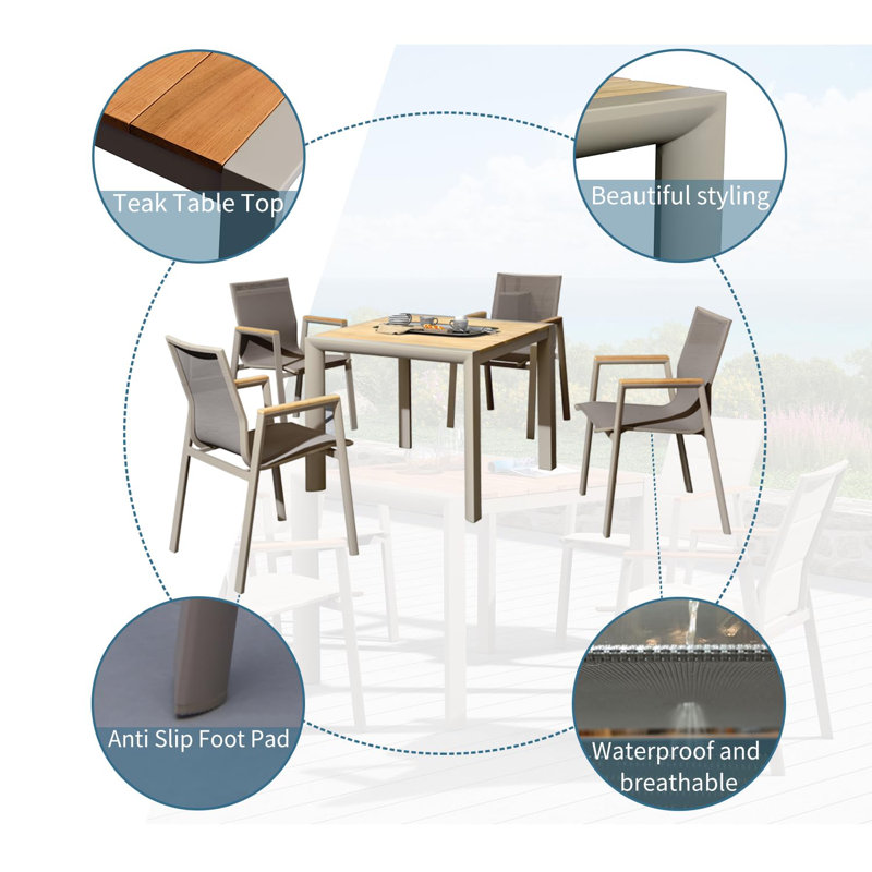 Mikilah 4 - Person Patio Dining Set with, 29.5" H x 35.4" W x 35.4" L