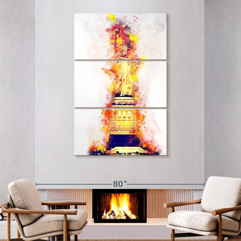 Masam NYC Watercolor - Lady Liberty, H 74 po x l 48 po