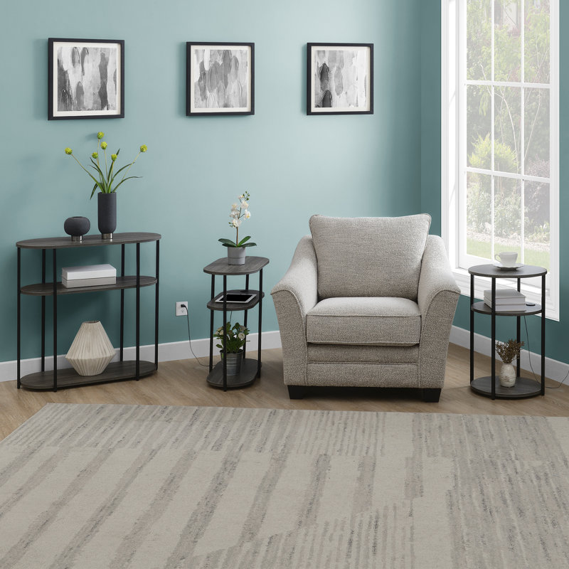 Ramos End Table with Built-in USB, Weathered Gray