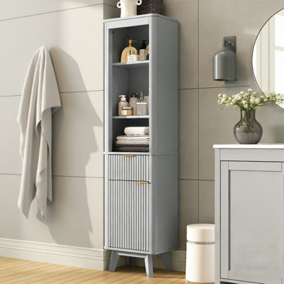Tall Bathroom Storage Cabinet With Adjustable Shelves, Drawer, And Door For Versatile Home Organization