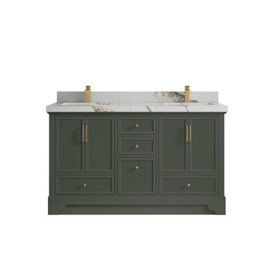 Alys 60'' Free Standing Double Bathroom Vanity with Quartz (Pulls Option) -  Willow Collections, ALS_PGN_CA_GL_60D