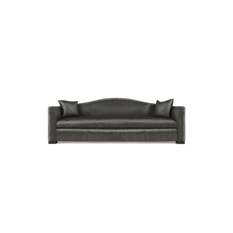 Horatio Camelback Taper Curved-Arm Sofa, Box Weave Linen Alabaster, 33" H x 96" W x 36" D, Weathered