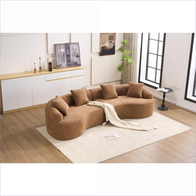 Sectional Sofas | Modern 110" Curved Modular Couch for Apartment & Living Room, 800 lbs Capacity | Caramel | Chenille