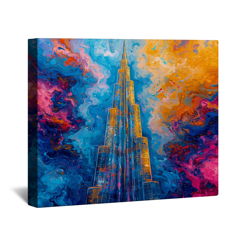 Tall Skyscraper Abstract Canvas Gallery Wrap in Many Sizes, 16 x 16 inches