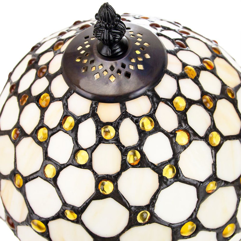 Goreville Traditional Tiffany Table Lamp with Multiple Circular Beads, 36cm H x 20cm H x 20cm D, Amber
