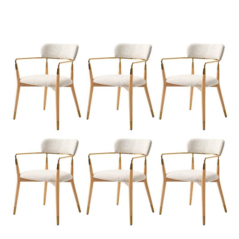Ensemble de chaise de salle à manger moderne avec pieds en bois massif 22,75 po Rosaura, 6, Ivoire ivoire