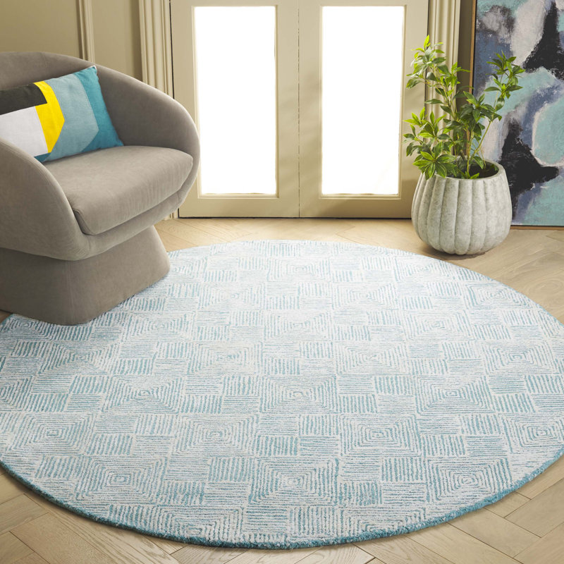 Concetto Hand Tufted Viscose Wool Cotton Geometric Rug, Round 6'