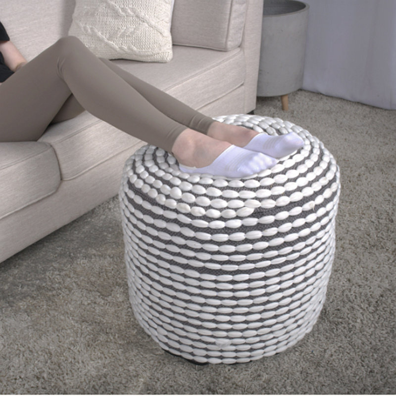 Pouf cylindrique résistant à l'eau - Blanc