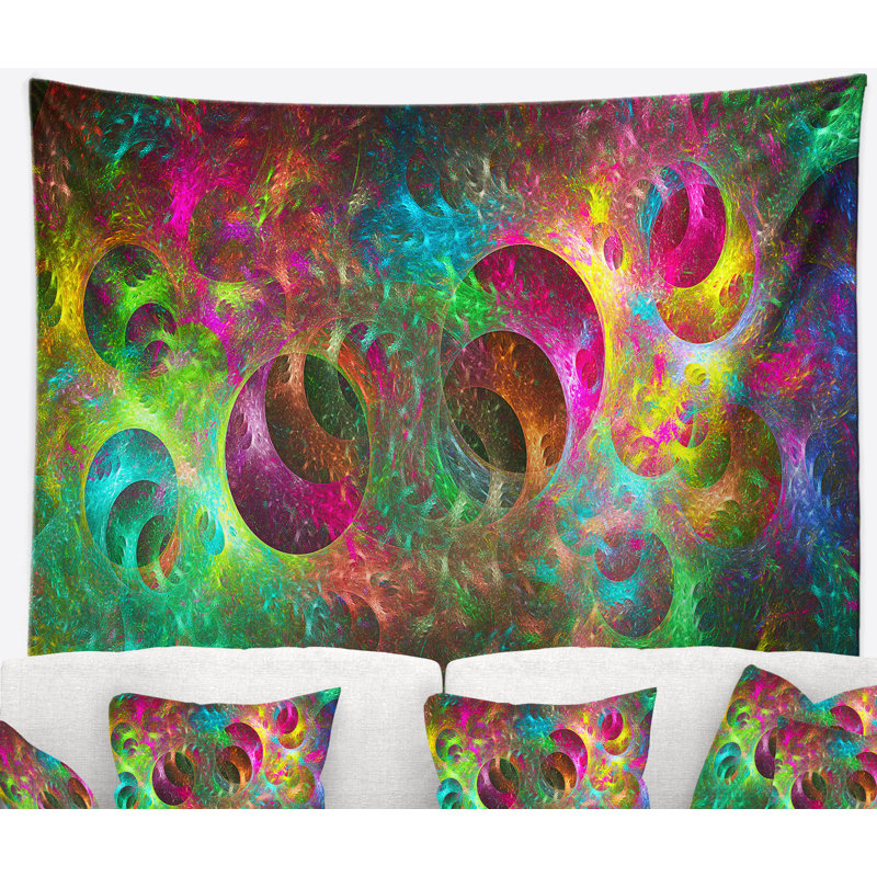Tapisserie de texture en verre fractal multicolore abstract, H 68 po x l 80 po