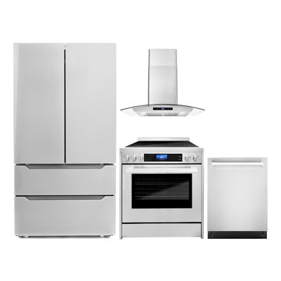 4 Piece Kitchen Package with French Door Refrigerator & 30"" Freestanding Electric Range -  Cosmo, COS-4PKG-032