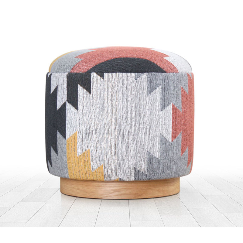 Pouf élégant avec pieds en bois de hêtre, couleur grise, 16,5 po x 16,9 po x 16,5 po | Revêtement 50% coton / 50% lin, éponge douce orthopédique 35 heures, épaisseur de 2,4 pouces | Parfait pour le salon, la chambre à coucher et la détente
