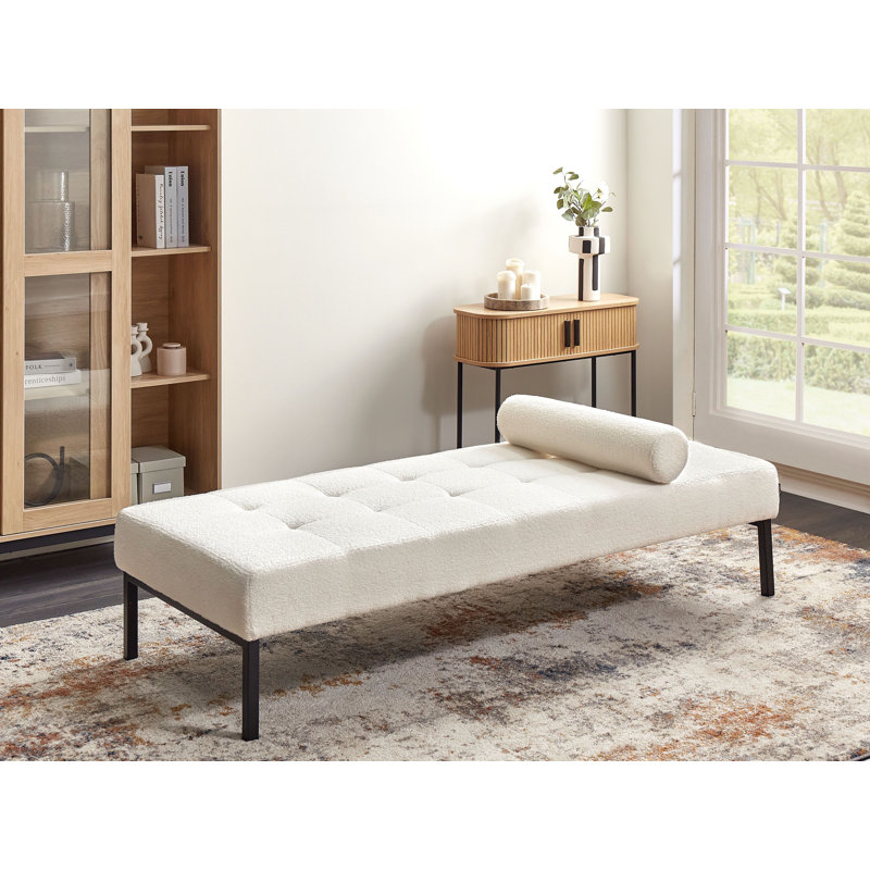 Shanel Upholstered Chaise Lounge, White Boucle