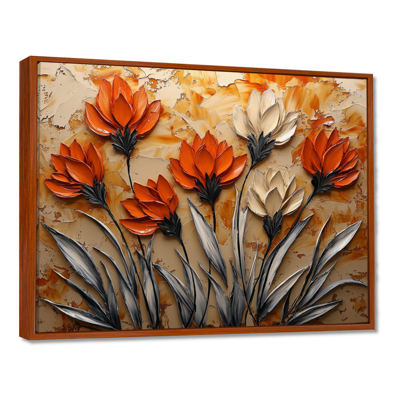 Jacenta, blanc, orange, coucher de soleil, chardon, harmonie III - chardon, art mural, H 24 po x l 32 po, Brun