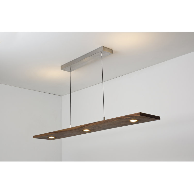 Vix Dimmable LED Pendant, 3500K, 0.75" H x 34" W x 8" D, Oiled Walnut