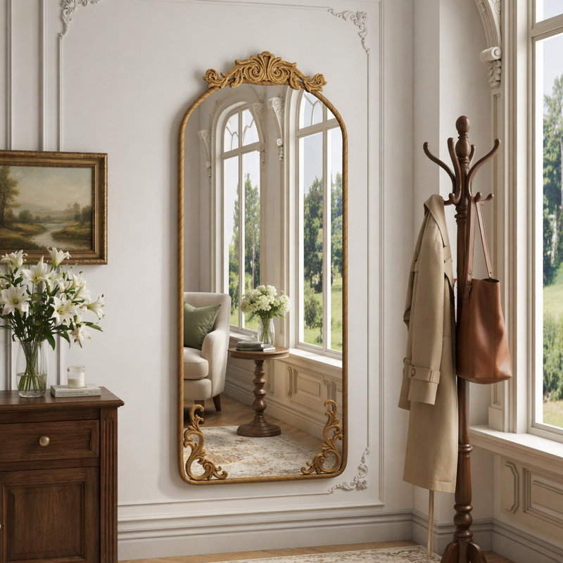 Miroir mural suspendu, Bronze