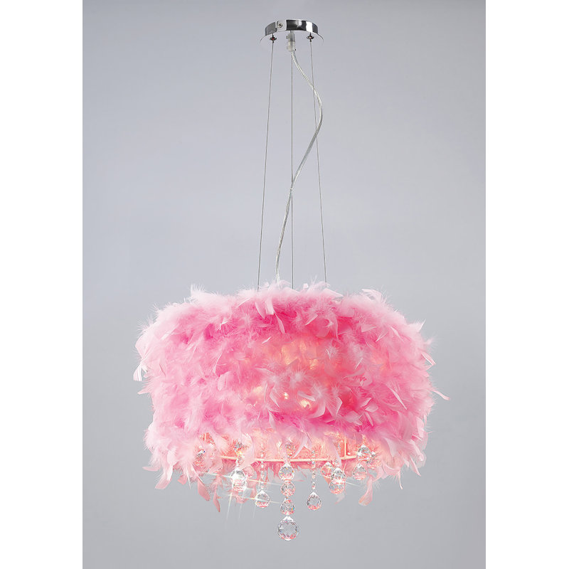 3 - Light Crystal Chandelier, Pink