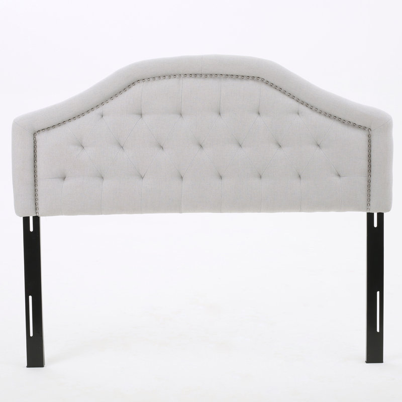 Danni Upholstered Metal Panel Headboard, Polyester Blend Light Gray, Full / Queen