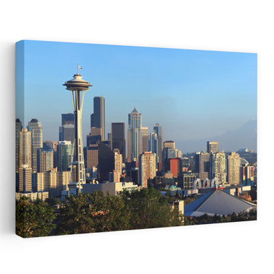 Paysage urbain de Seattle avec le mont Rainier en arrière-plan, King County Washington State, États-Unis, architecture moderne, art urbain