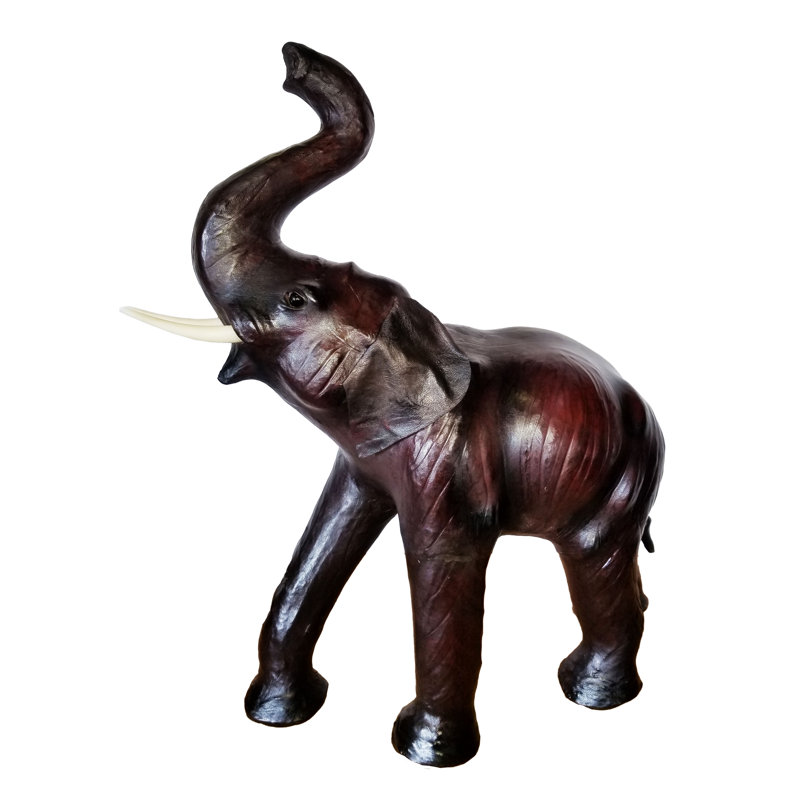 Hillenbrand Leather Elephant, Mahogany, 22" H x 22" W x 10" D, Paper Mache