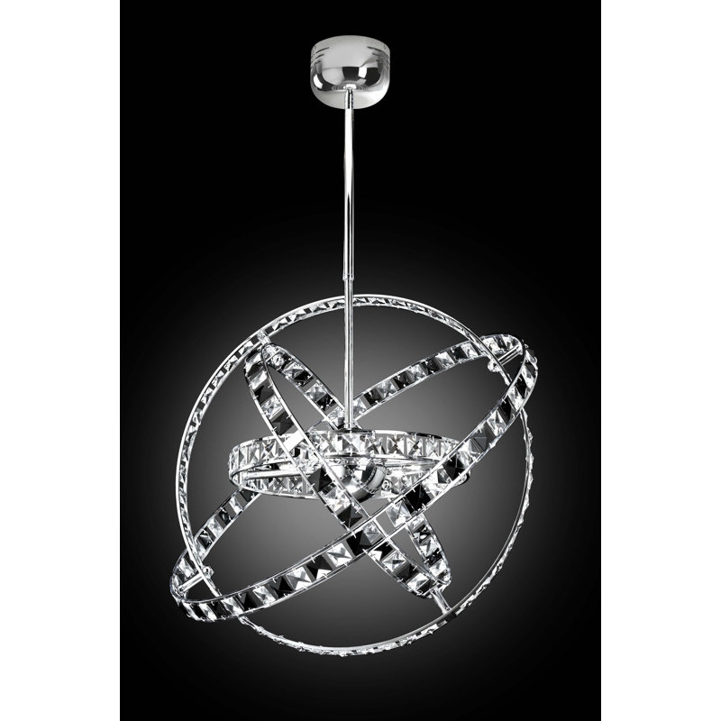 10-Light Geometric Pendant, Crystal, black and polished chrome