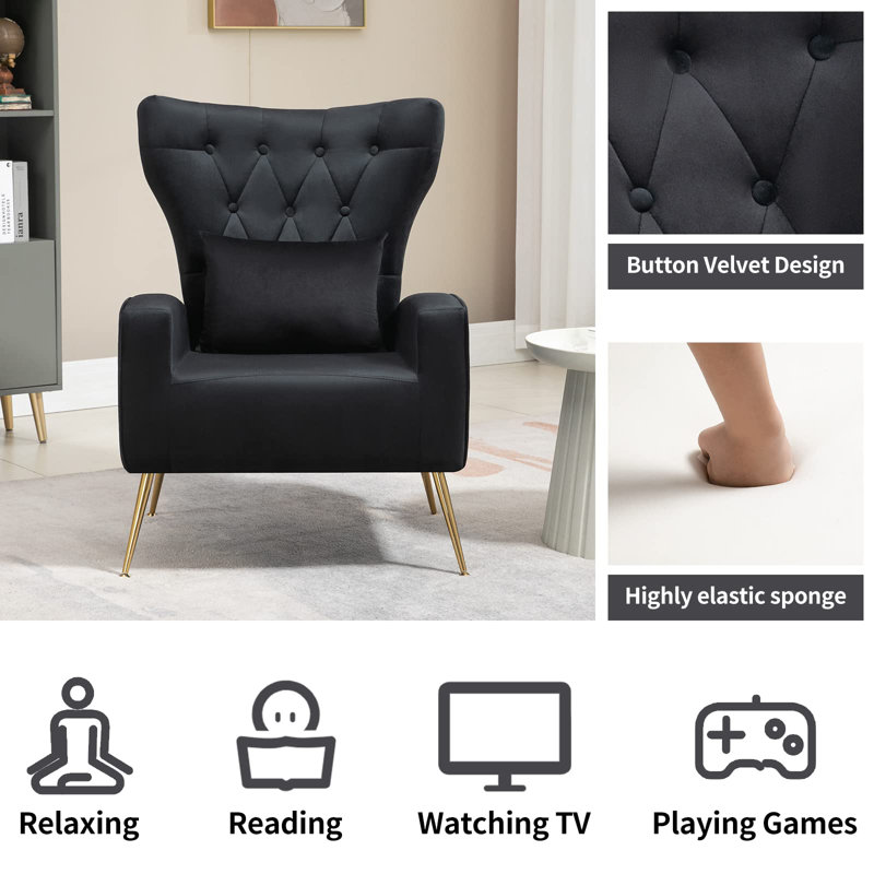 Velvet Armchair, Black Velvet