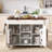 Fluted Modern Kitchen Island with Power Outlet, Drop-Leaf & Wheels for Flexible Storage and Prep Space-1510155807