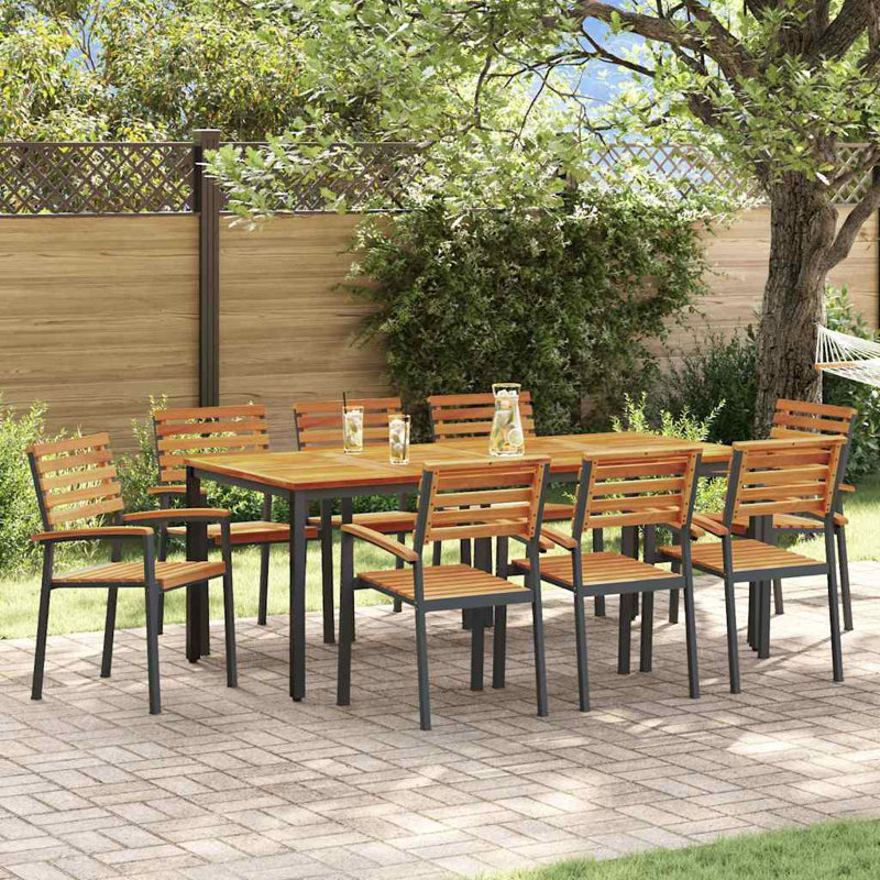 8 - Person Acacia Patio Dining Set with Rectangular Table