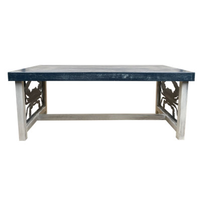 Cottage/Navy  Rectangle Coffee Table with Crab Accent