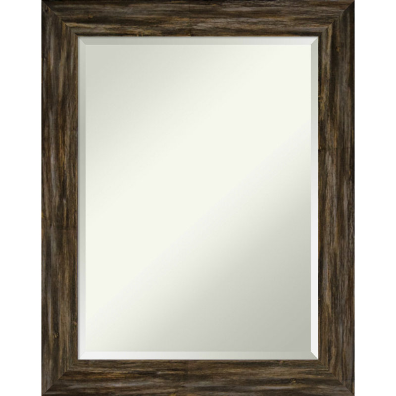Flat Wall Mirror, 29" H x 23" W, Brown