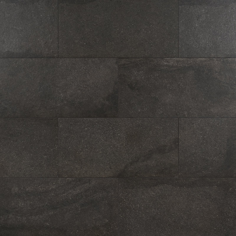 Mesa 11.81" x 23.62" Matte Limestone Look Porcelain Floor and Wall Tile (11.62 Sq. Ft./Case),  Black