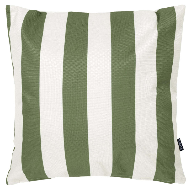 Indoor / Outdoor Square Cushion, Olive/White Striped