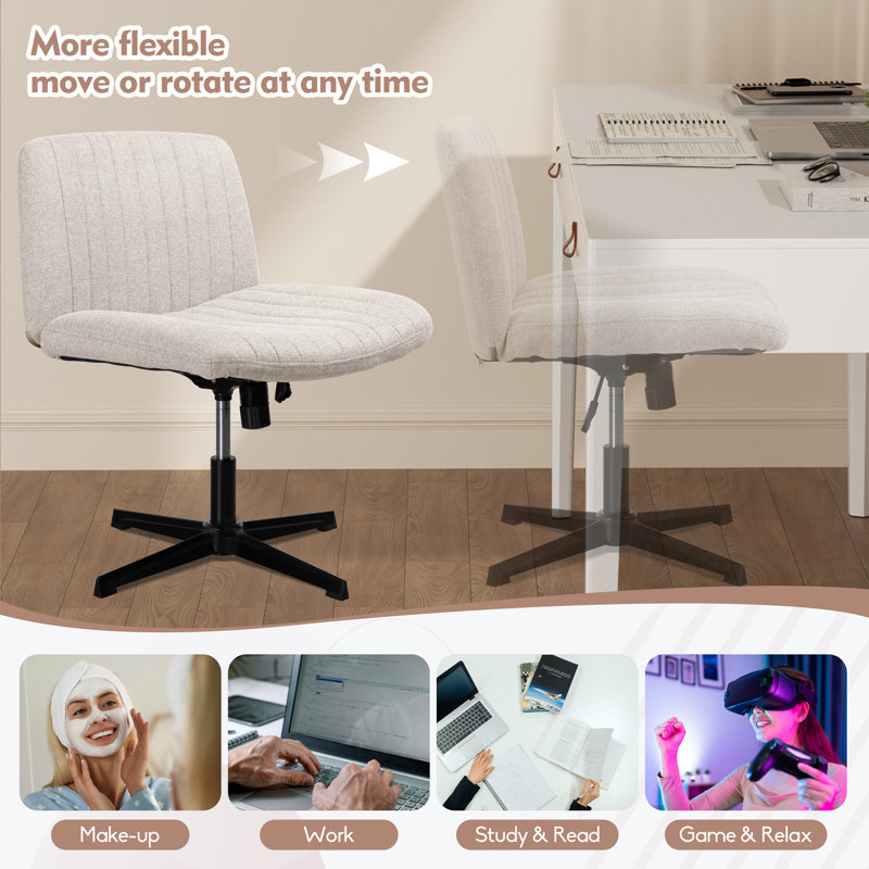 Beaussicot Polyester Desk Chair no Wheels, Beige