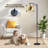 Arc Floor Lamp Black White Rose Red Splatter Crown Floor Lamps with Remote LED Lights Adjustable Lamp Shades Tall Standing Lamps for Reading Office Living Room