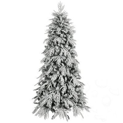 7ft Slim Flocked Christmas Tree with LED Lights